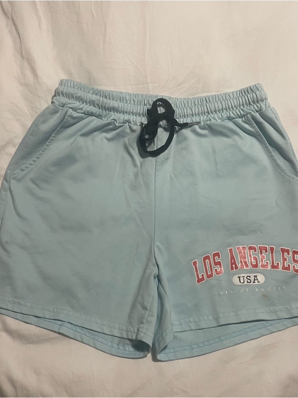 Light Blue 'Los Angeles' Graphic Lounge Shorts